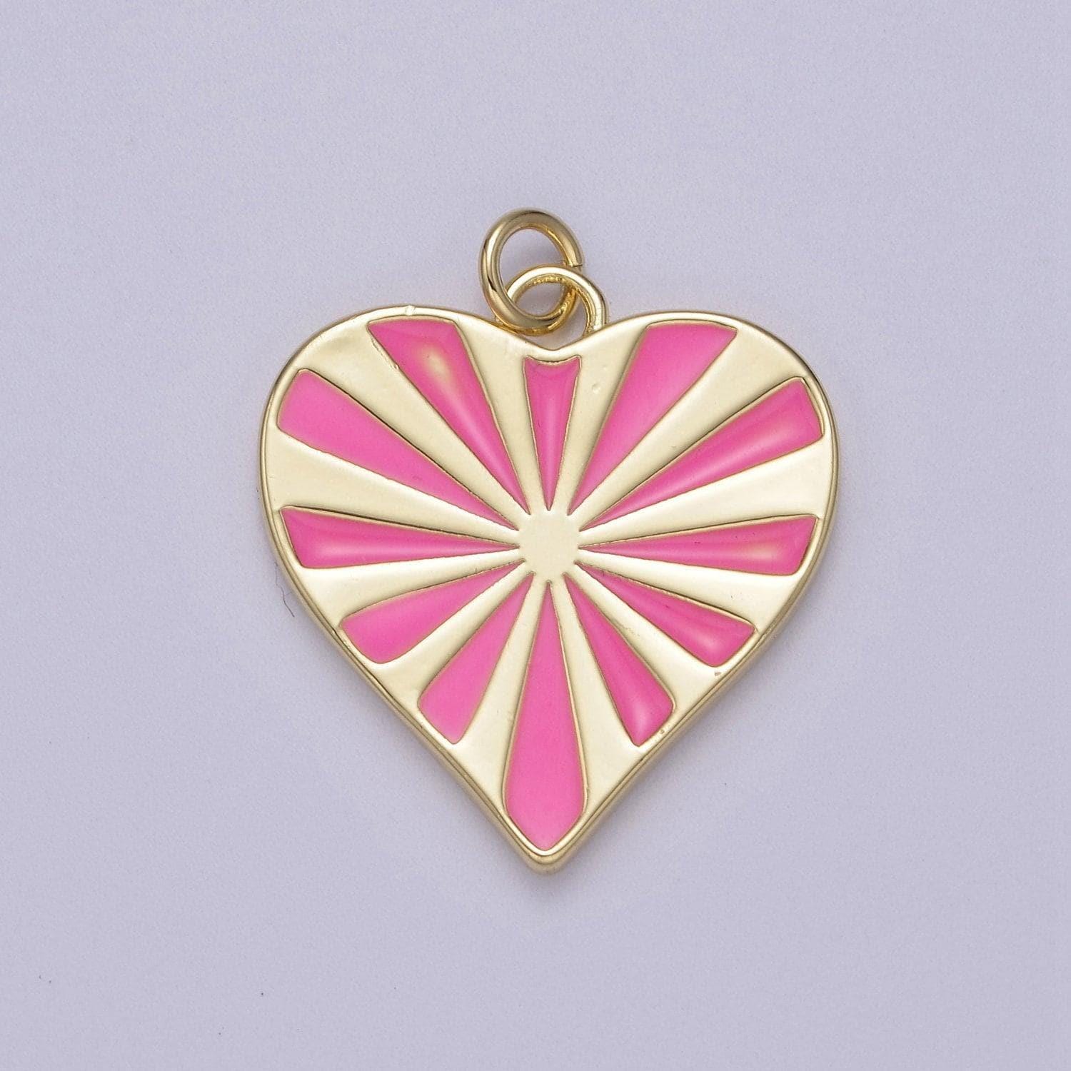 14k gold fill enamel heart shaped pendant, heart radiant pink charm necklace diy jewelry accessories w-180