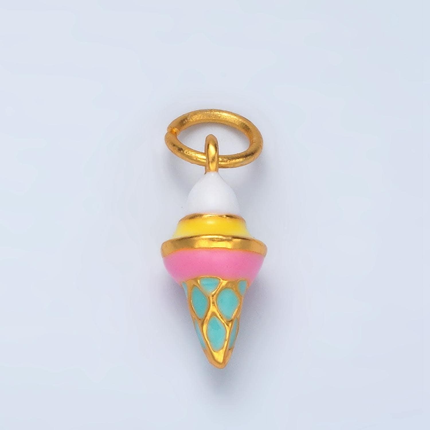 24k gold filled 17mm ice cream charm snow cone food enamel charm | ag-917