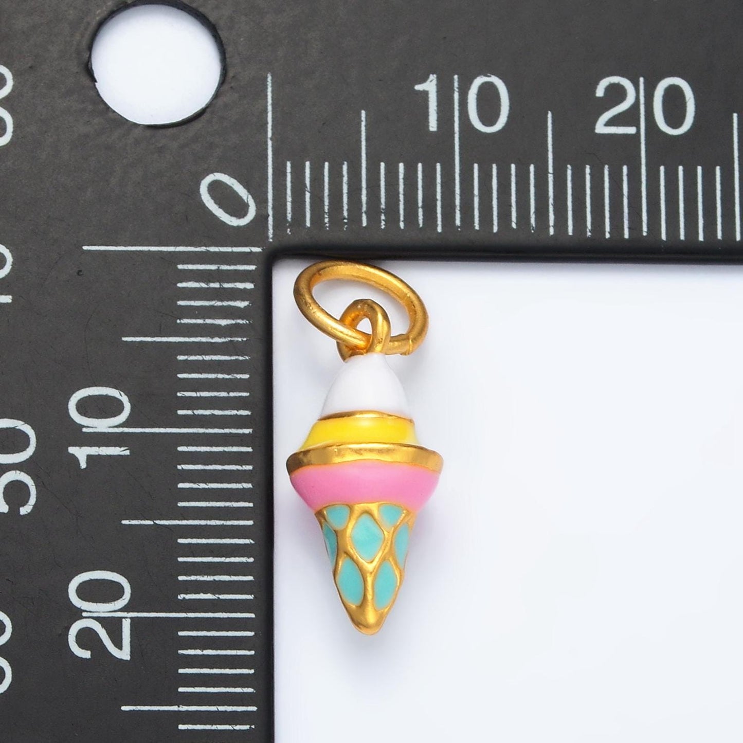 24k gold filled 17mm ice cream charm snow cone food enamel charm | ag-917