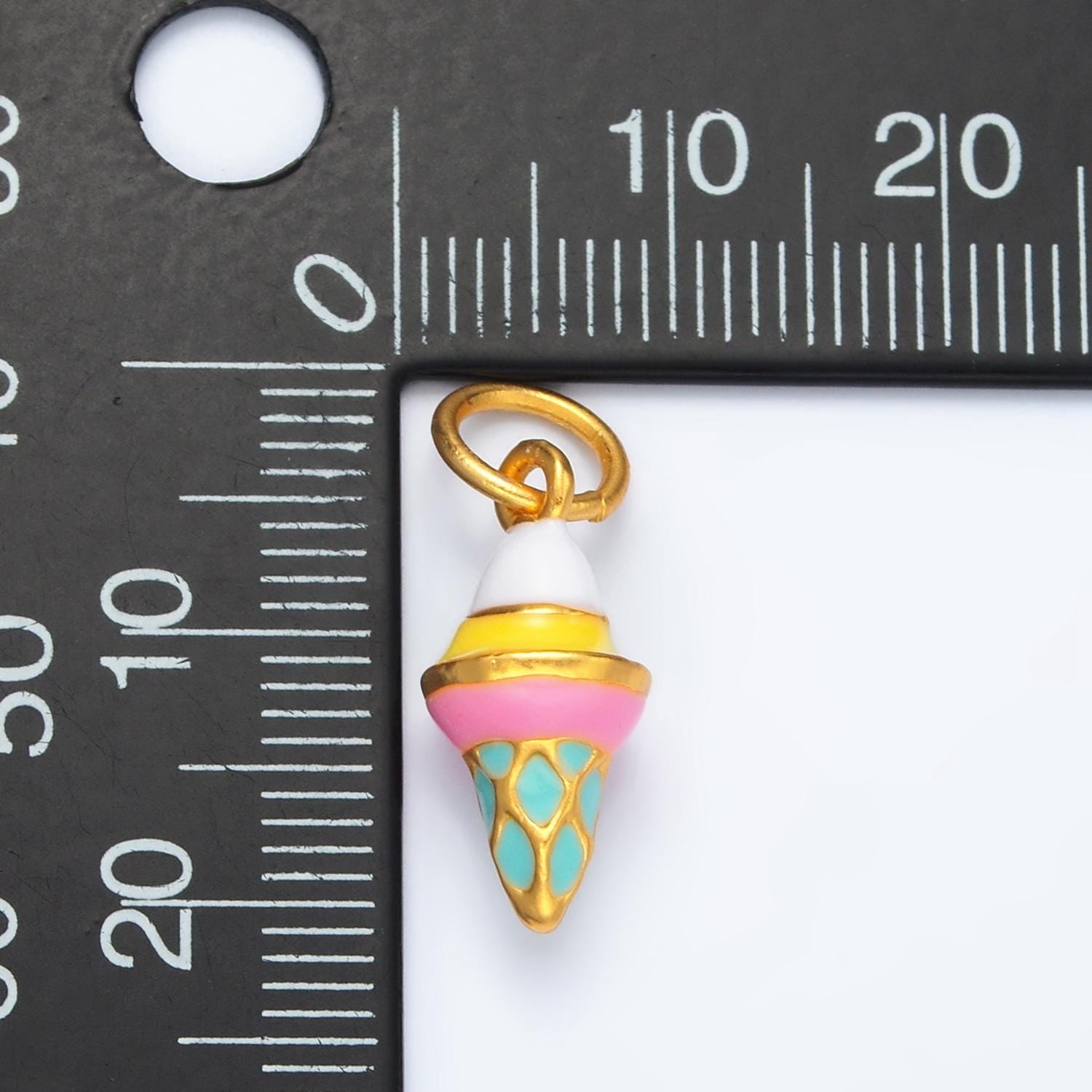 24k gold filled 17mm ice cream charm snow cone food enamel charm | ag-917