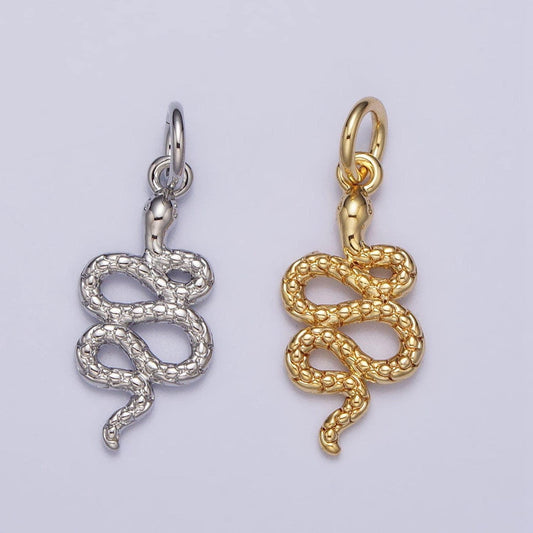 24k gold filled snake charm silver serpent pendant wild animal jewelry inspired for necklace bracelet earring component ac252