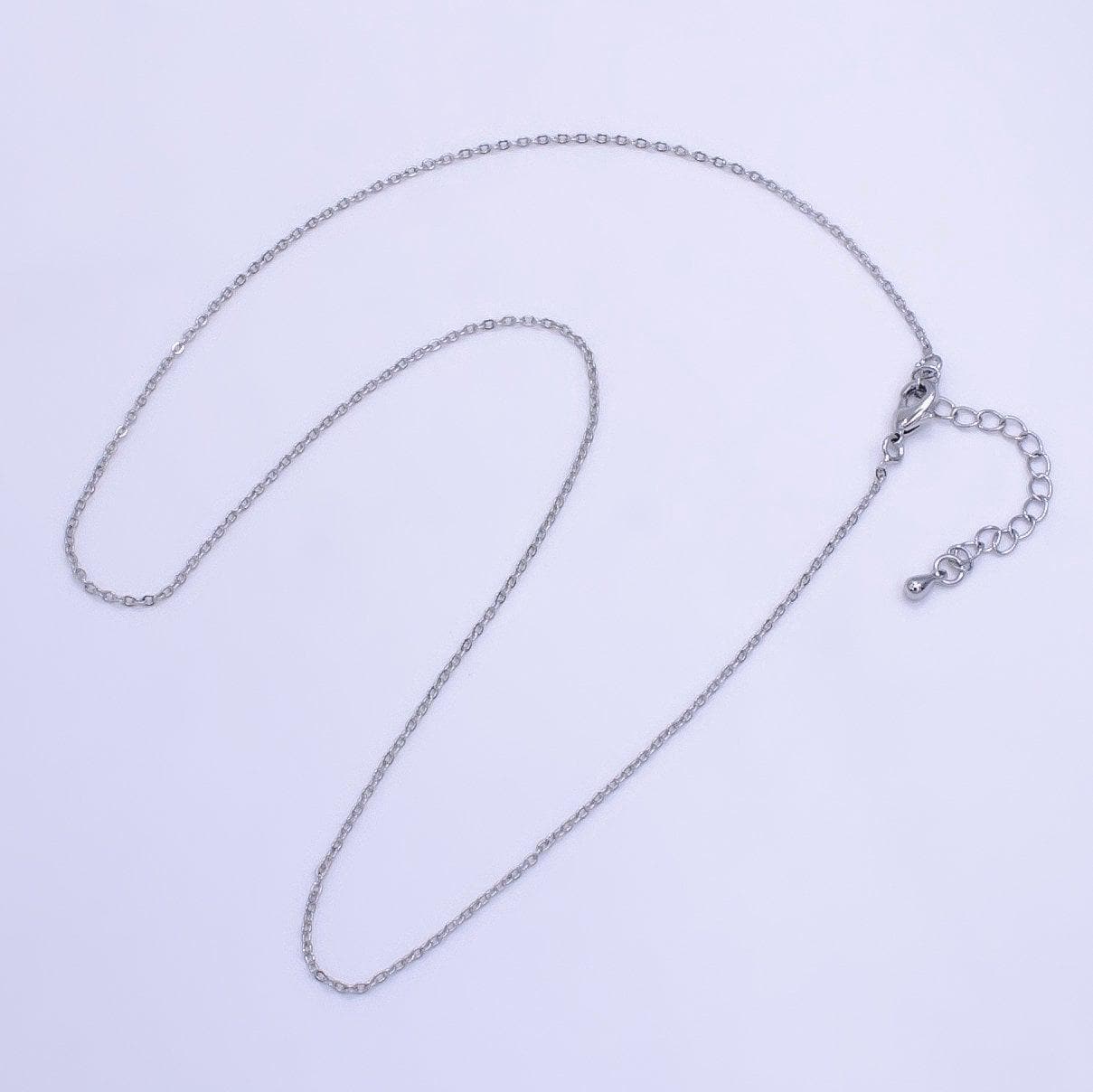 17.7'' ready to use white gold filled thin rolo necklace chain, layering rolo chain dainty necklace, for pendant charm necklace making
