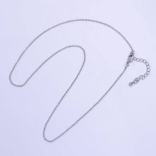 17.7'' ready to use white gold filled thin rolo necklace chain, layering rolo chain dainty necklace, for pendant charm necklace making