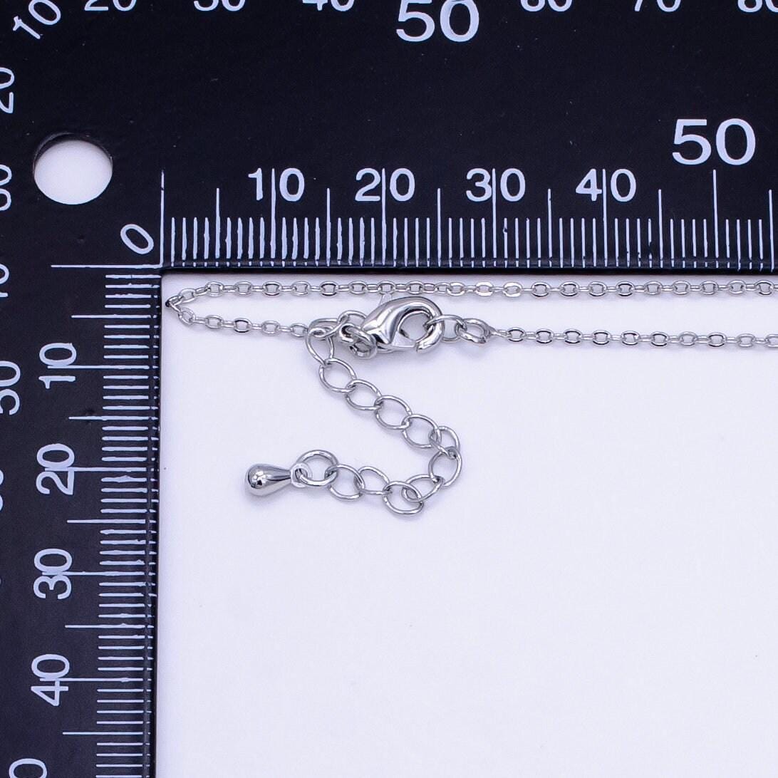 17.7'' ready to use white gold filled thin rolo necklace chain, layering rolo chain dainty necklace, for pendant charm necklace making