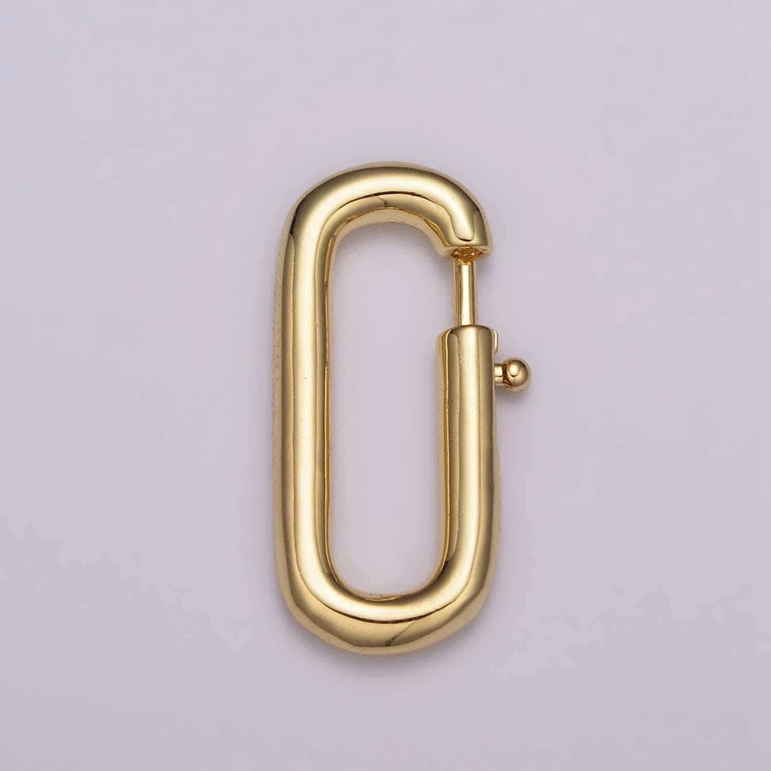 Pull gold spring gate oval clasp, silver open close gate ring, charm holder clasp for connector link bracelet necklace component