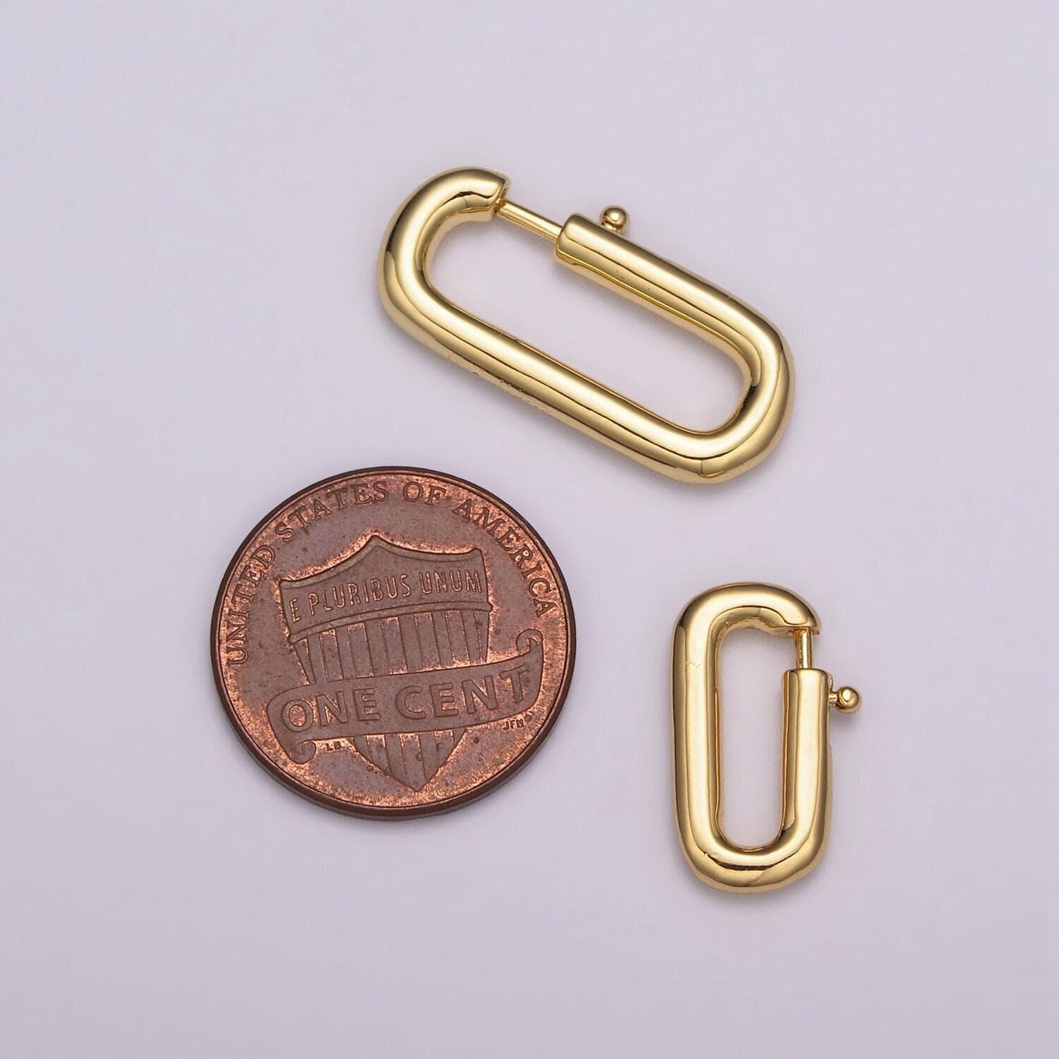 Pull gold spring gate oval clasp, silver open close gate ring, charm holder clasp for connector link bracelet necklace component