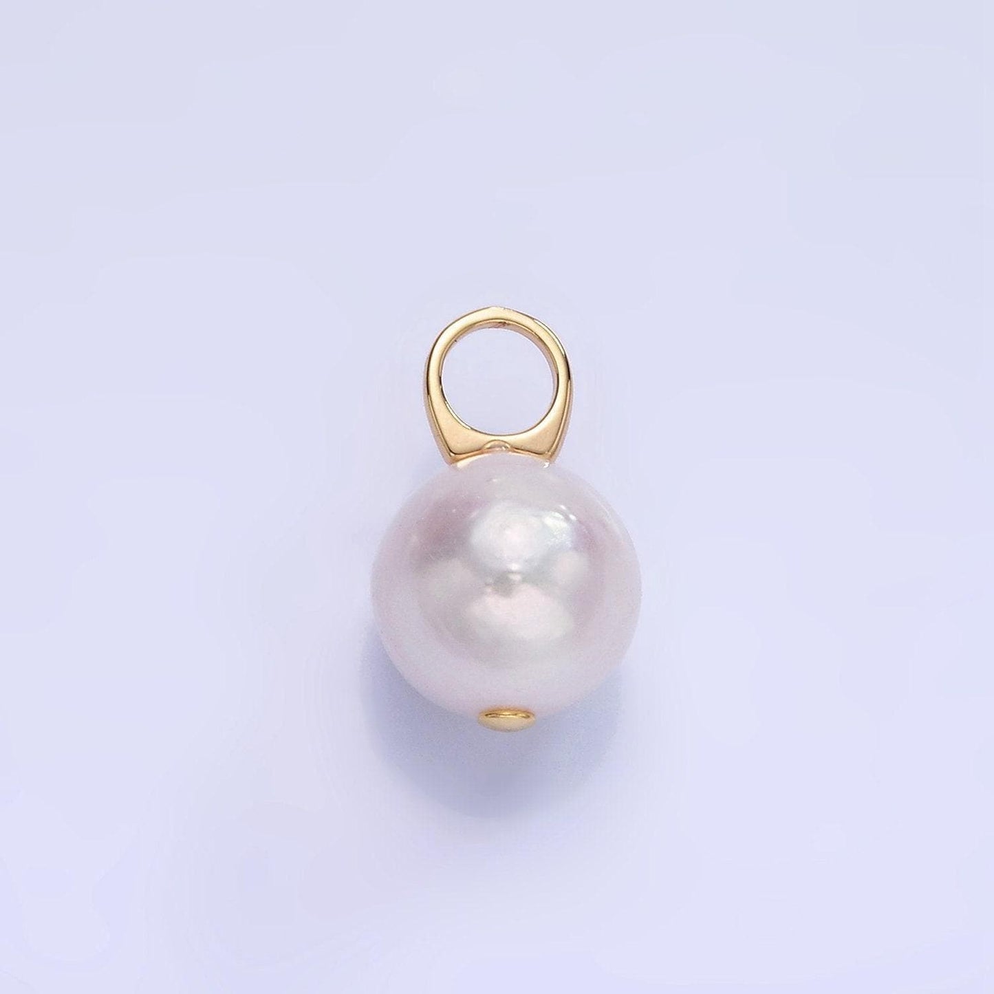 Big hole 14k gold filled 12mm shell pearl potato drop charm for wedding minimalist jewelry for necklace earring component | p1718