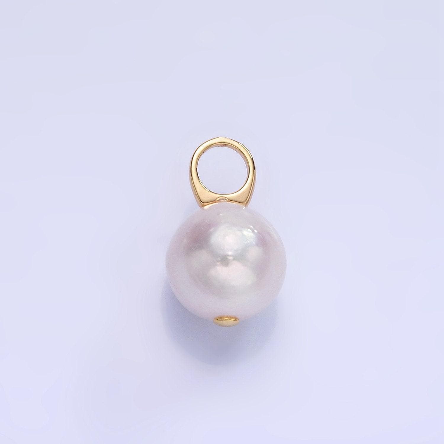 Big hole 14k gold filled 12mm shell pearl potato drop charm for wedding minimalist jewelry for necklace earring component | p1718