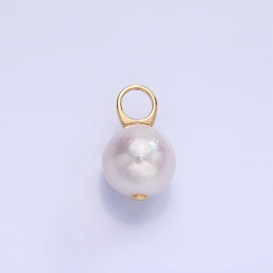 Big hole 14k gold filled 12mm shell pearl potato drop charm for wedding minimalist jewelry for necklace earring component | p1718