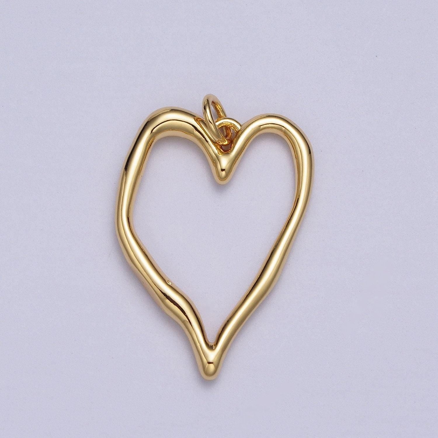Rustic gold heart charm for necklace earring component open heart pendant dangle charm minimalist jewelry supply ac023