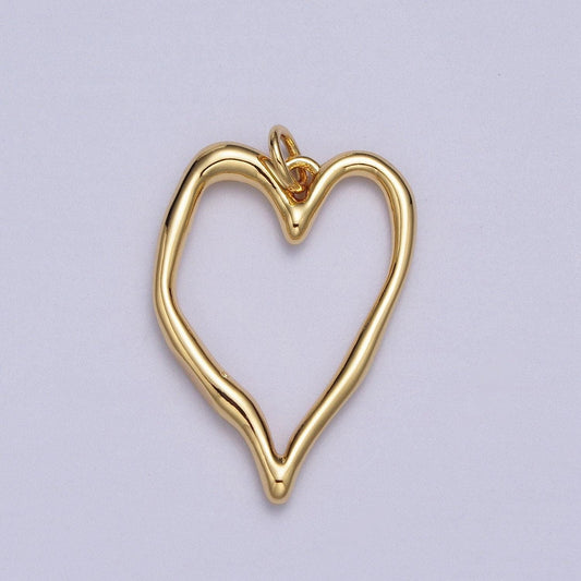Rustic gold heart charm for necklace earring component open heart pendant dangle charm minimalist jewelry supply ac023