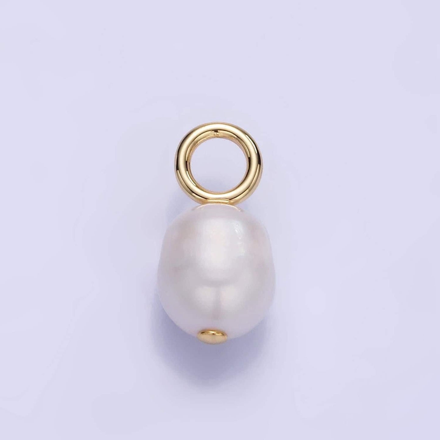 14k gold filled 18mm white freshwater pearl oval drop pendant | p-1725