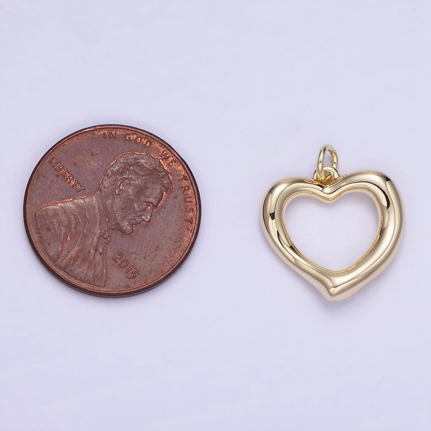 Dainty gold heart charm for necklace earring component open heart pendant dangle charm minimalist jewelry supply ag726