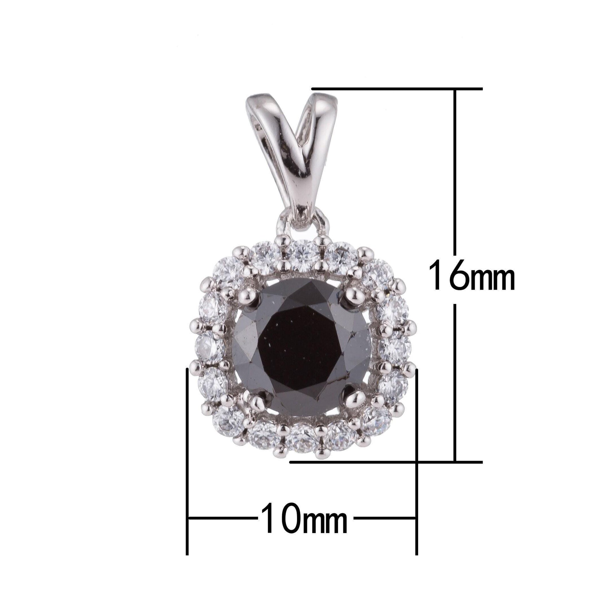Black stone crystal silver gold filled pendants h-074