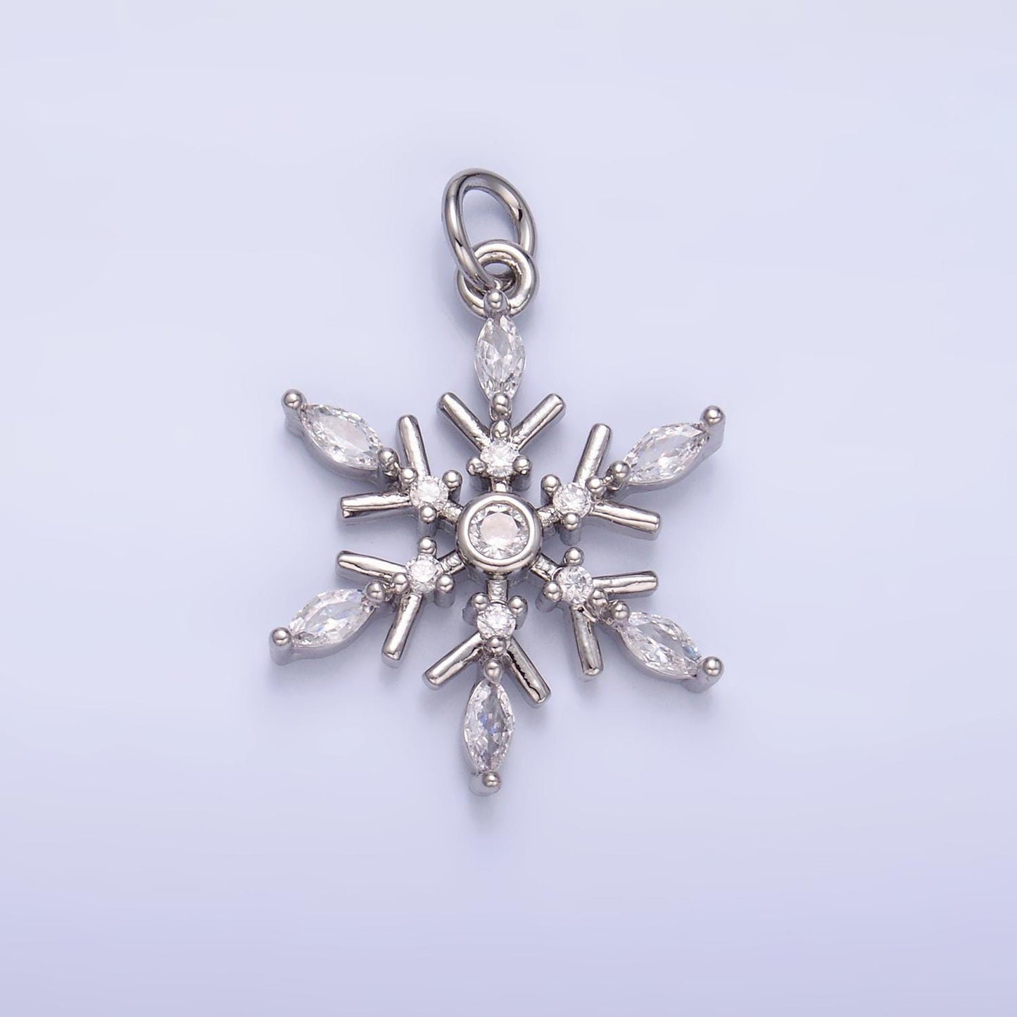 Dainty gold Filled Pave snow flake pendant charm, silver snowflake pendant charm for holiday gift Winter charm W445