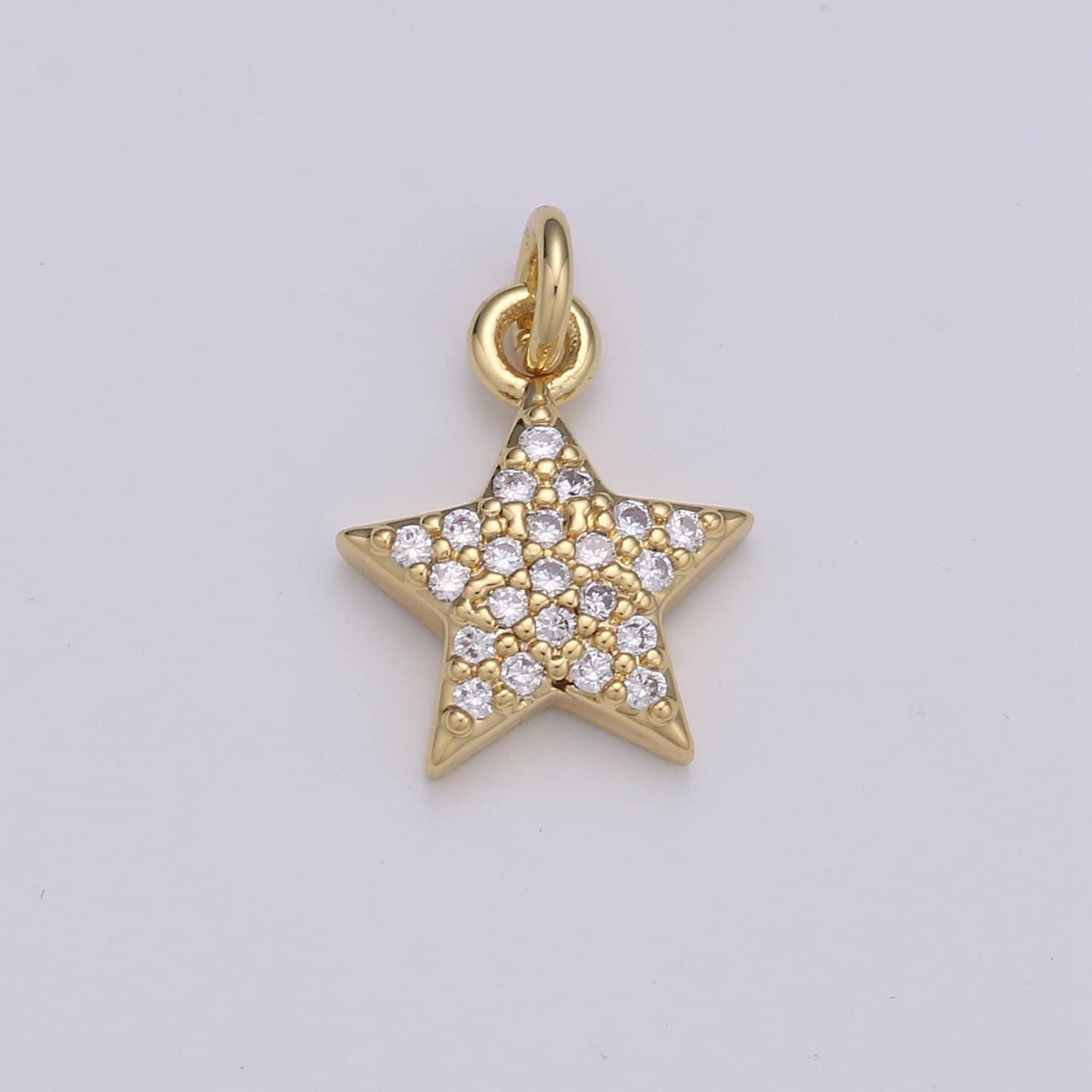 10x10mm 24k gold star charms, cubic zirconia charms, micro pave charms, star pendant, cz celestial jewelry micro pave star charm, 1606