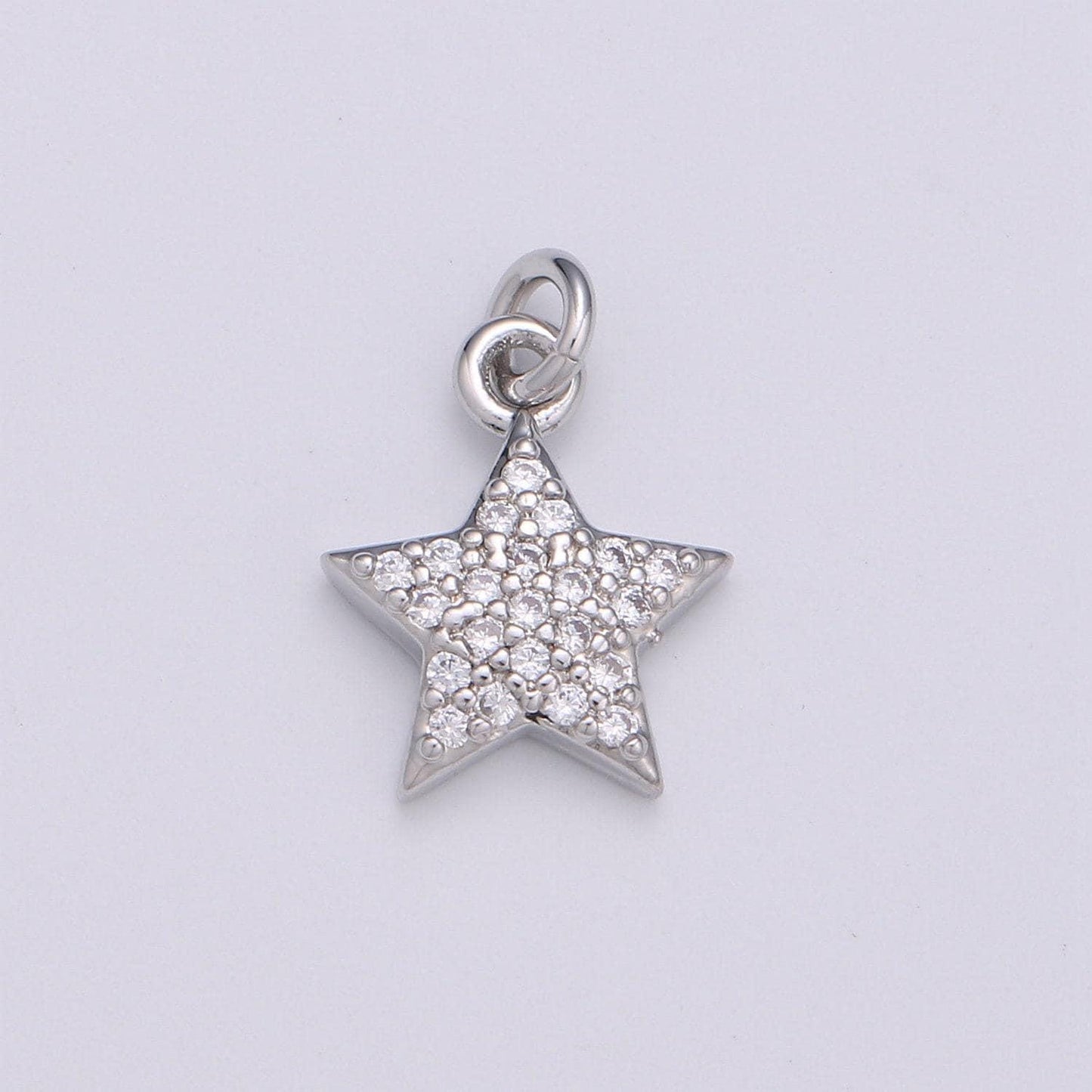 10x10mm 24k gold star charms, cubic zirconia charms, micro pave charms, star pendant, cz celestial jewelry micro pave star charm, 1606