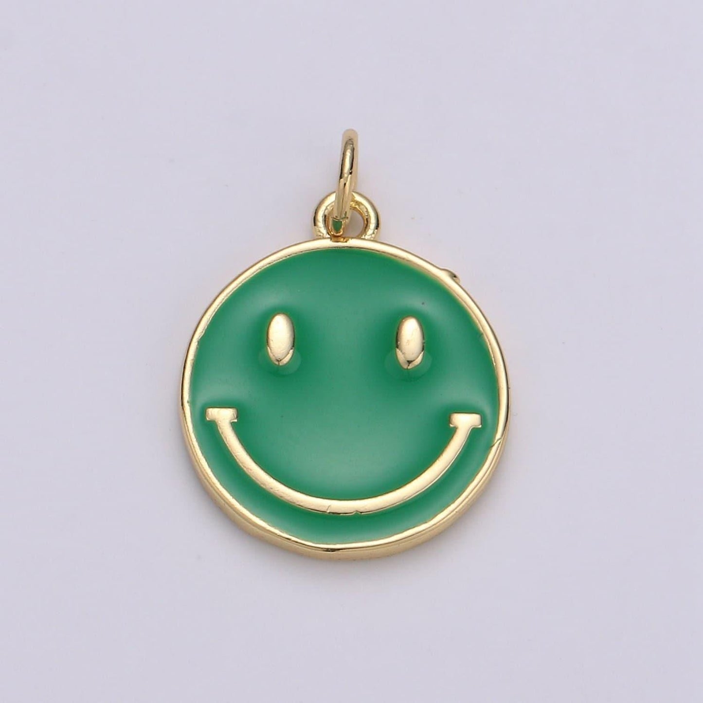 1pc enamel happy face charm, gold smile happy face charms,orange, green, pink, purple dainty smile charm, emoji charm, diy craft pendant