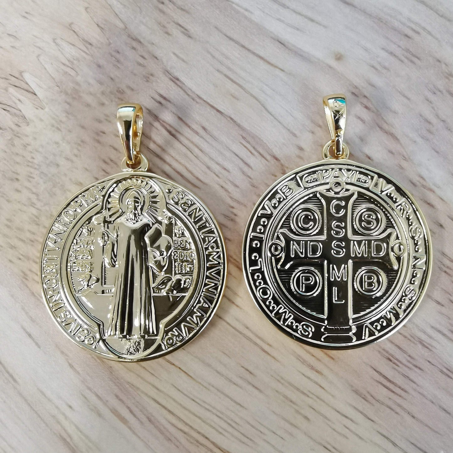 Coin saint benedict charm medallion santo benedicto religious pendant gold filled prayer charms catholic jewelry statement necklace