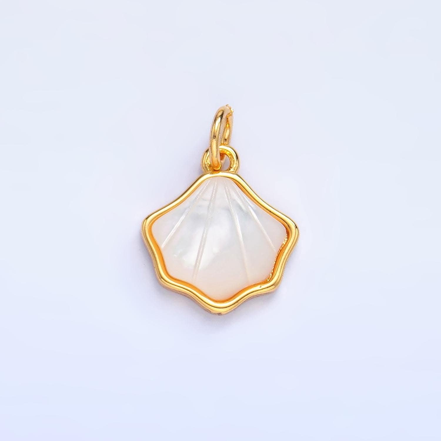 24k gold filled scallop clam shell sea life nautical beach charm wholesale beach charms shell pearl charm w279