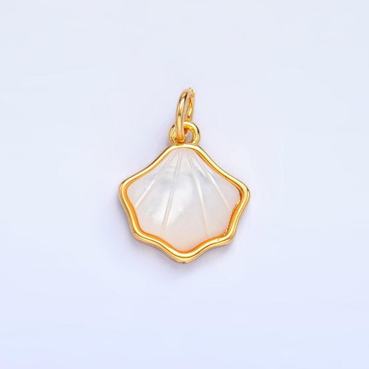 24k gold filled scallop clam shell sea life nautical beach charm wholesale beach charms shell pearl charm w279