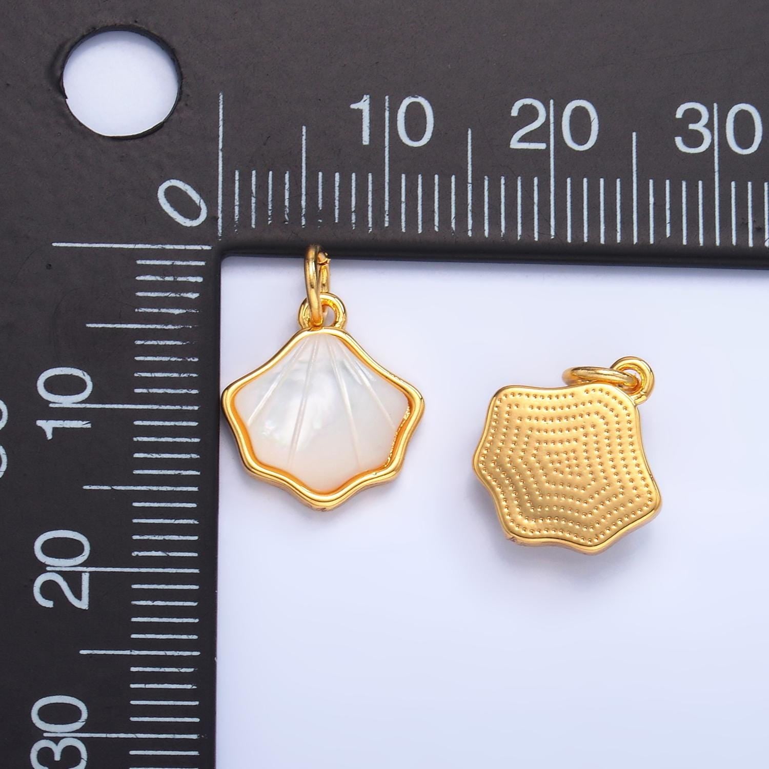 24k gold filled scallop clam shell sea life nautical beach charm wholesale beach charms shell pearl charm w279