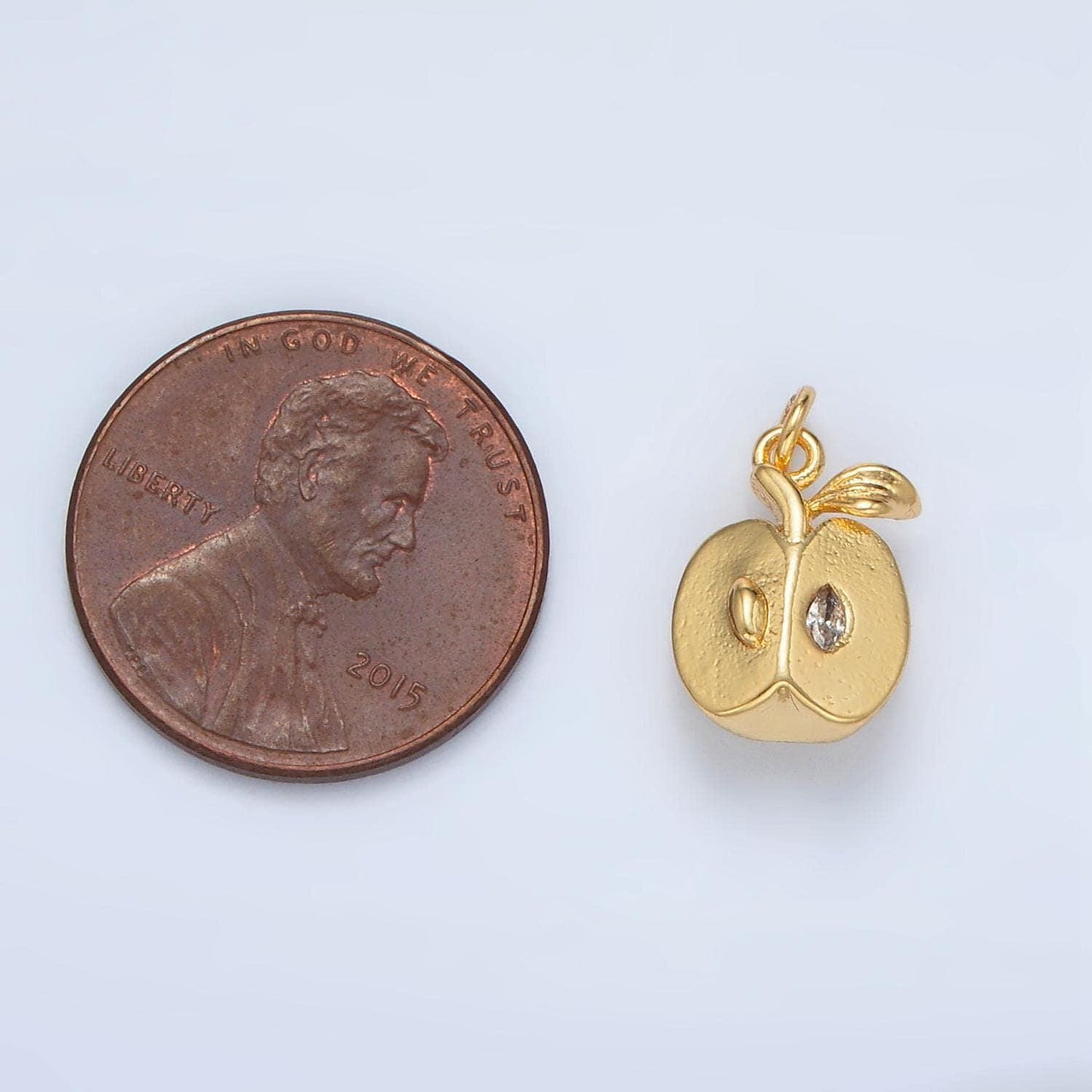 Gold apple fruit puffed minimalist add-on charm fruit food pendant jewelry inspired for teacher appreciation gift idea | n-1363