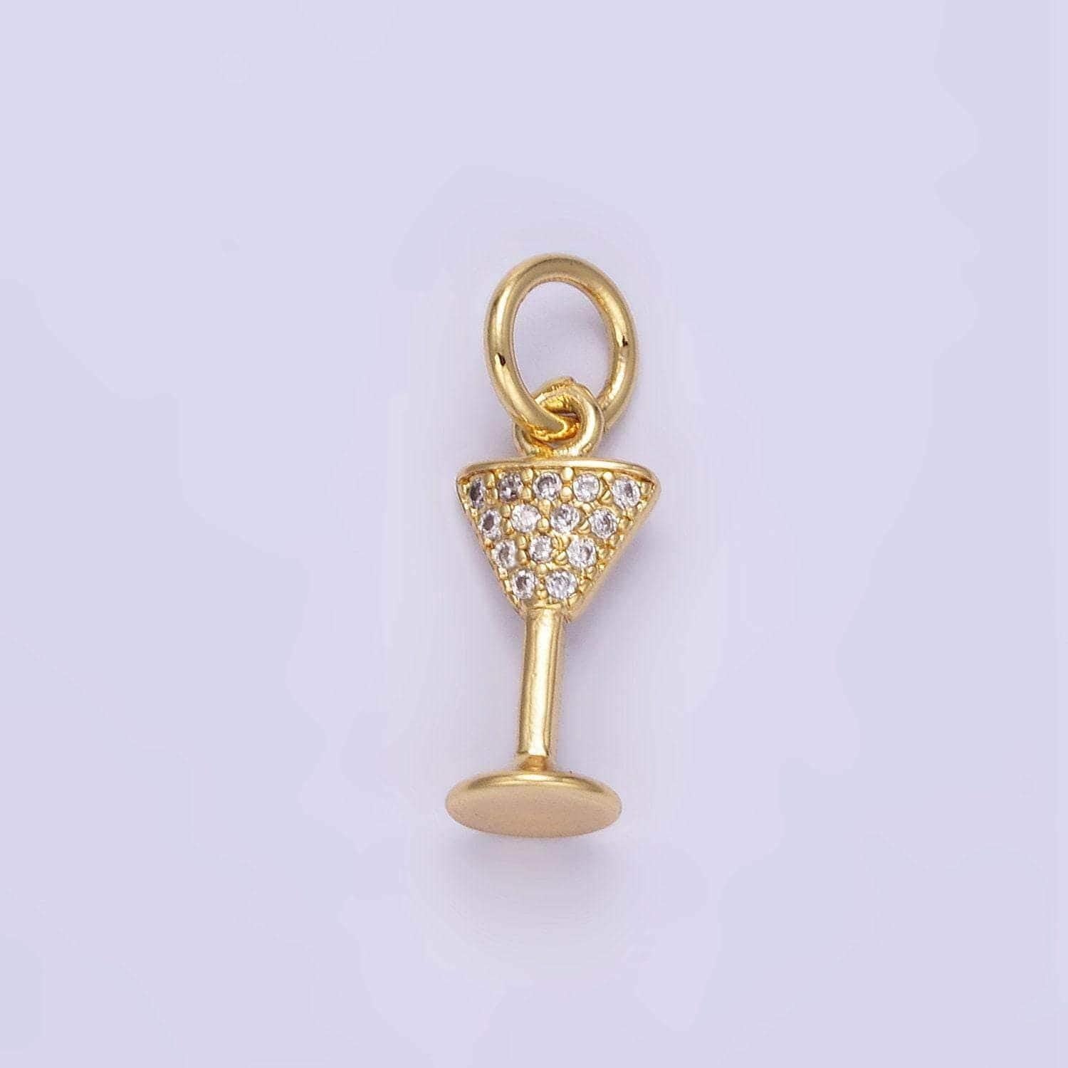 18k gold filled charms micro pave martini glass cz cocktail glass pendant for bracelet necklace component e351