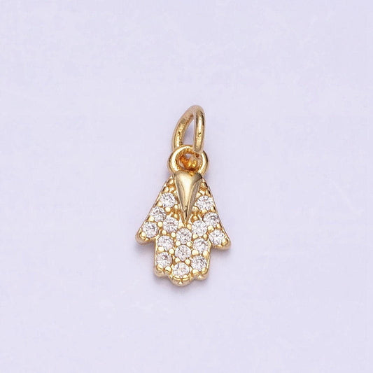 Mini 16k gold filled hamsa hand pendant jewelry making supplies wholesale charm hand of fatima charm amulet protection jewelry ac1159