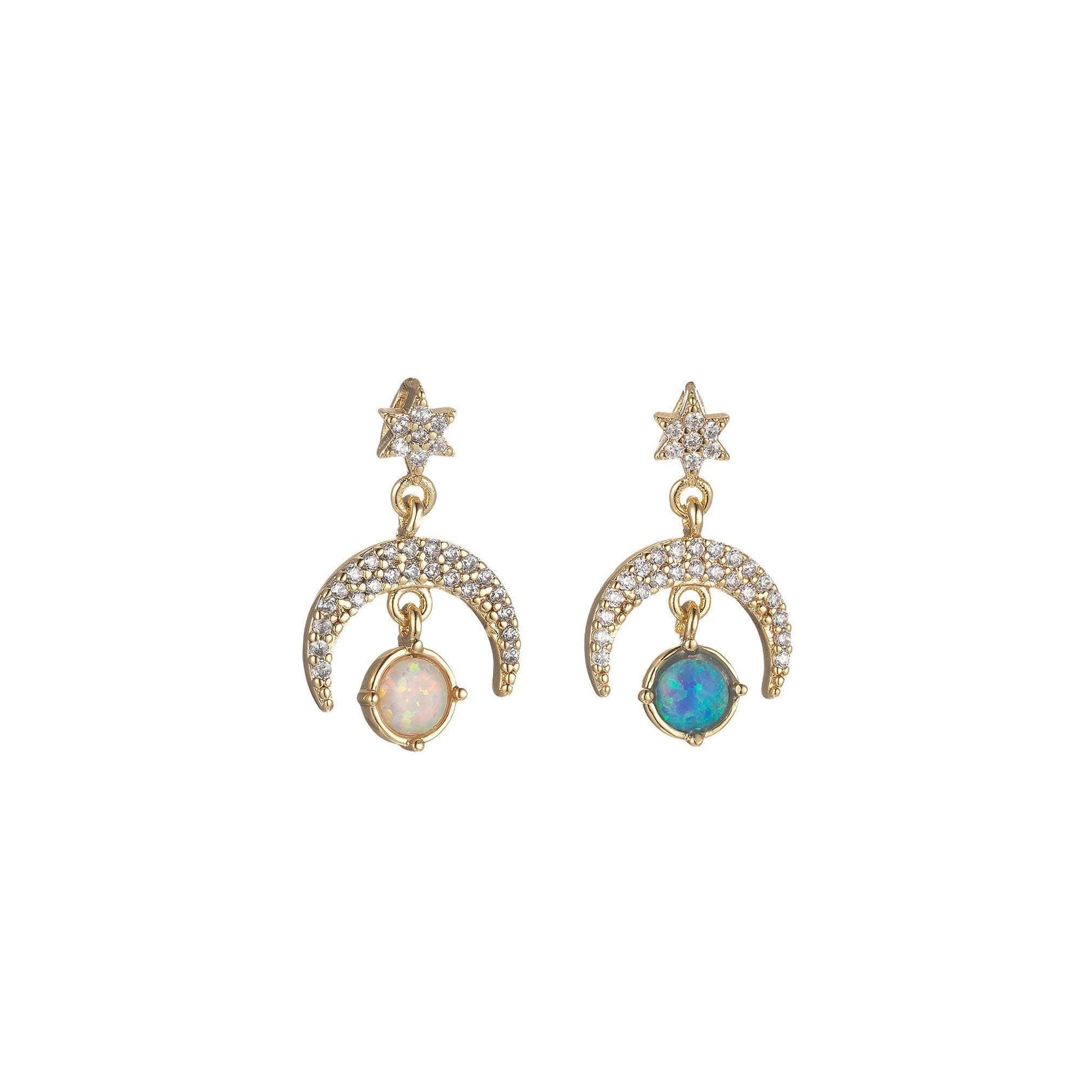 Opal moon star charms dainty celestial charm pendant for diy jewelry making accessaries micro pave crescent moon charm