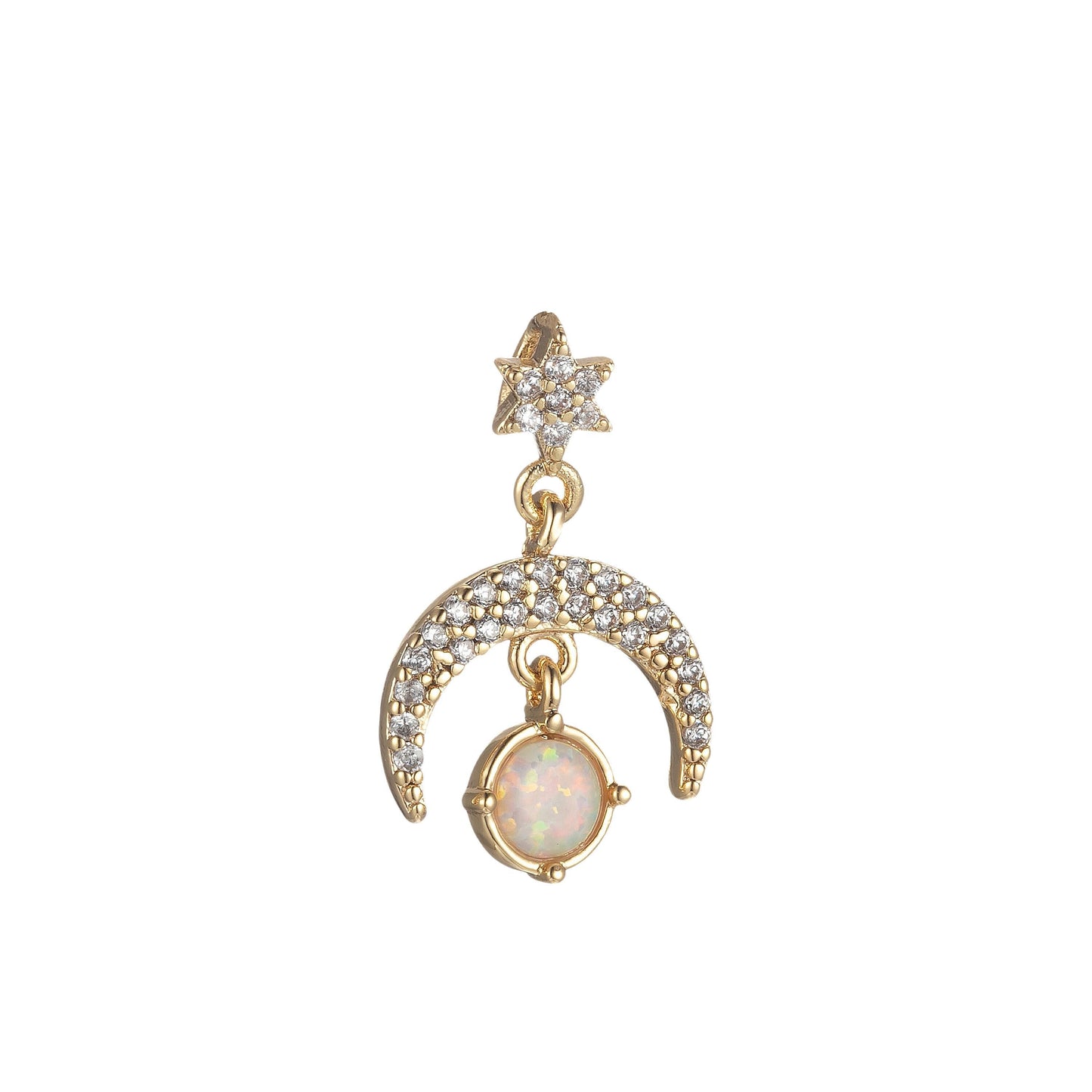 Opal moon star charms dainty celestial charm pendant for diy jewelry making accessaries micro pave crescent moon charm