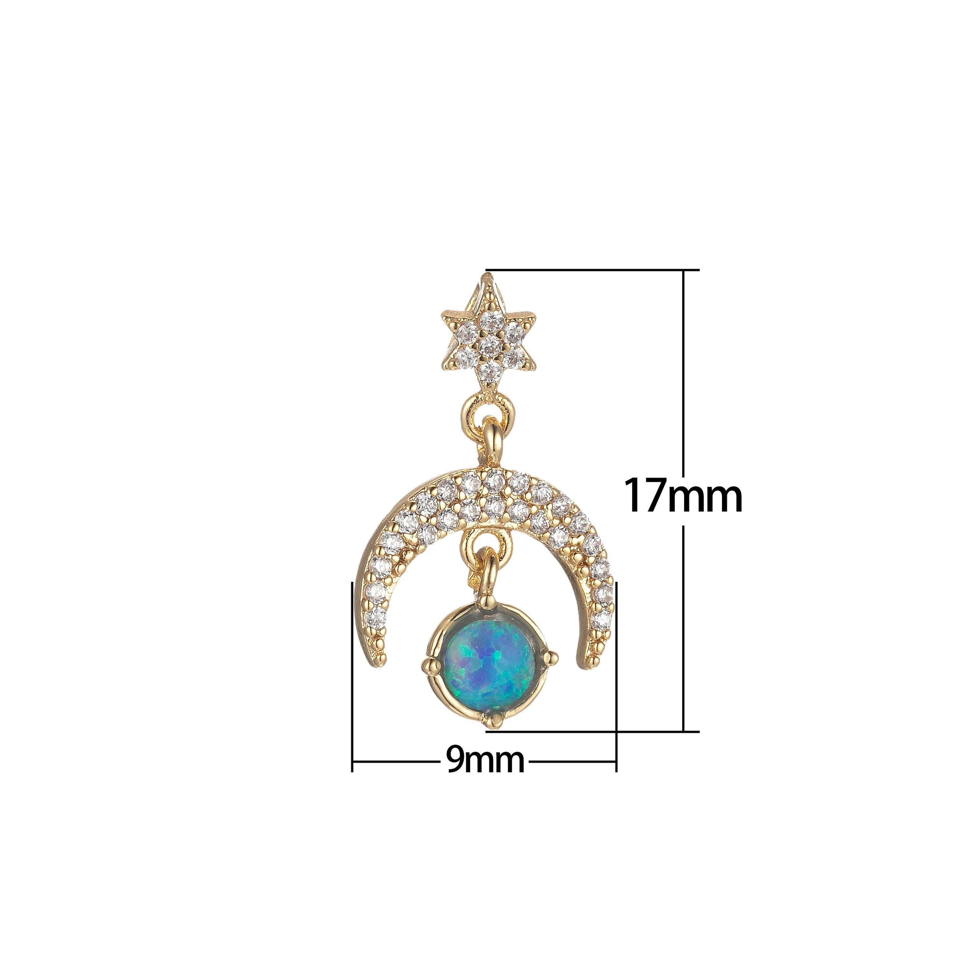 Opal moon star charms dainty celestial charm pendant for diy jewelry making accessaries micro pave crescent moon charm