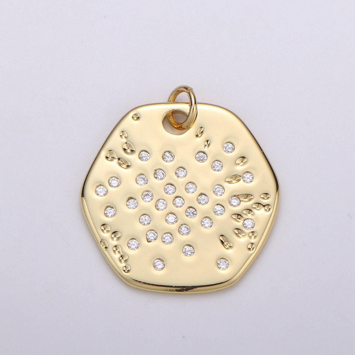 Gold charm, bubble charm, bubble pendant, bubble octagon charm, tiny bubble charm 14k gold charm, chgf-1747
