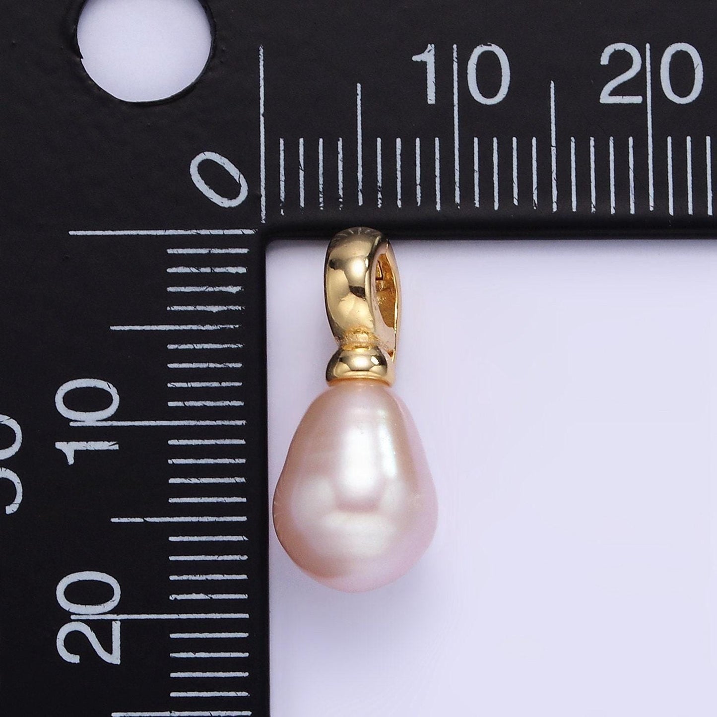 18k gold filled hinged pull clasp charm bail pink pearl charm p-1888