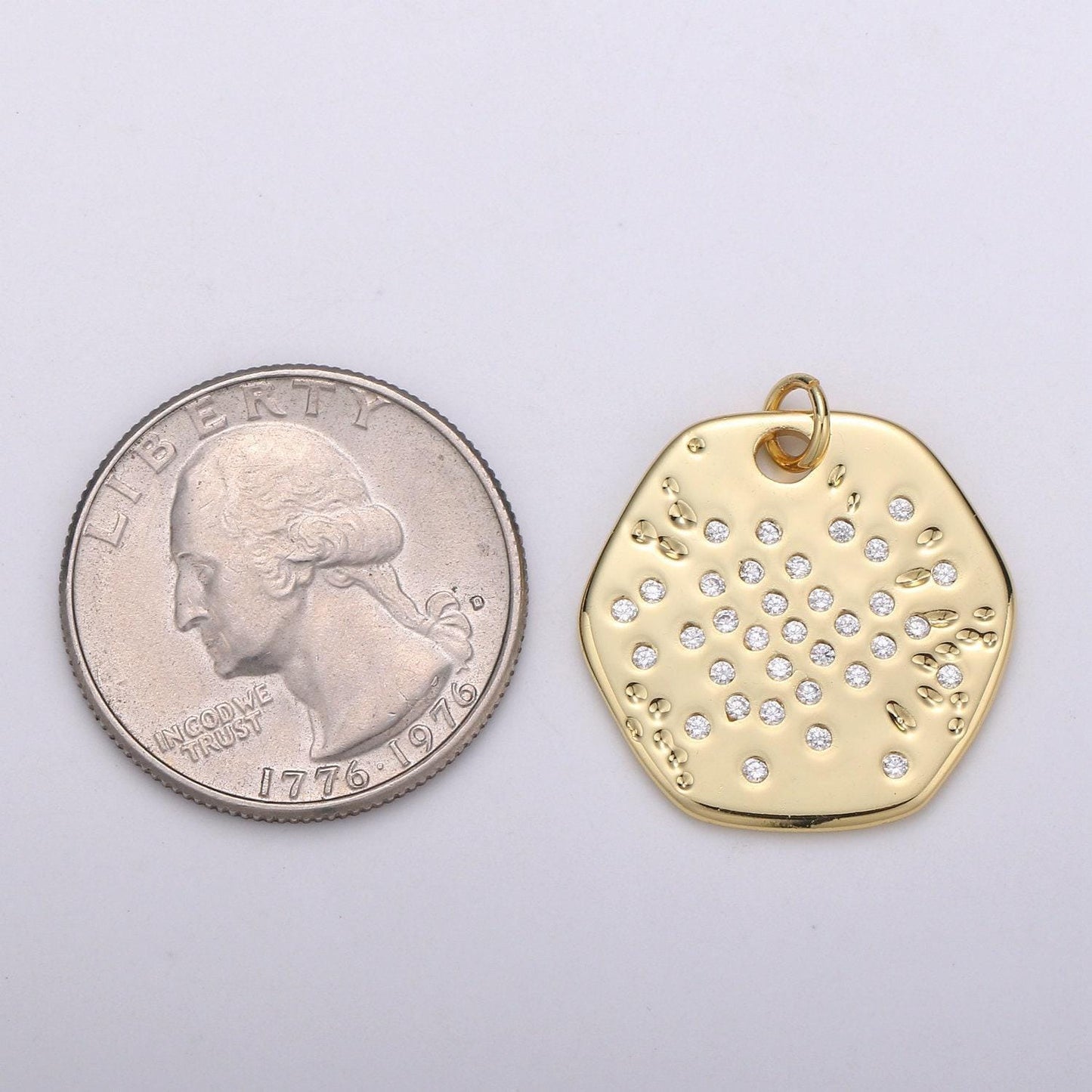 Gold charm, bubble charm, bubble pendant, bubble octagon charm, tiny bubble charm 14k gold charm, chgf-1747