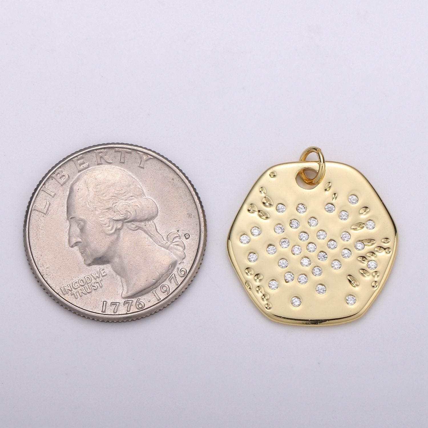 Gold charm, bubble charm, bubble pendant, bubble octagon charm, tiny bubble charm 14k gold charm, chgf-1747