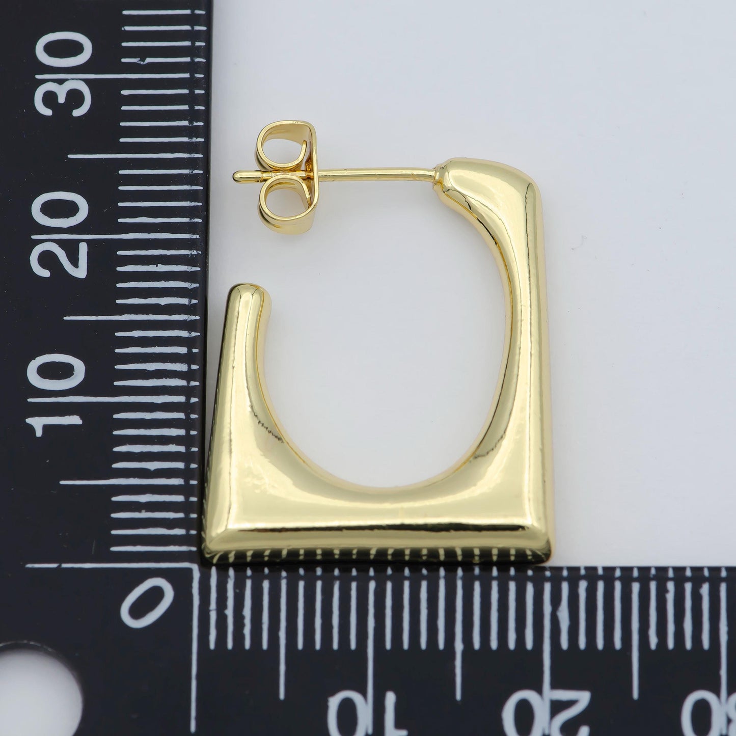 14k gf dainty squared hoops chunky gold hoops,light everyday wear hoop earrings,bold zoom hoop earring unique shape earring p-259