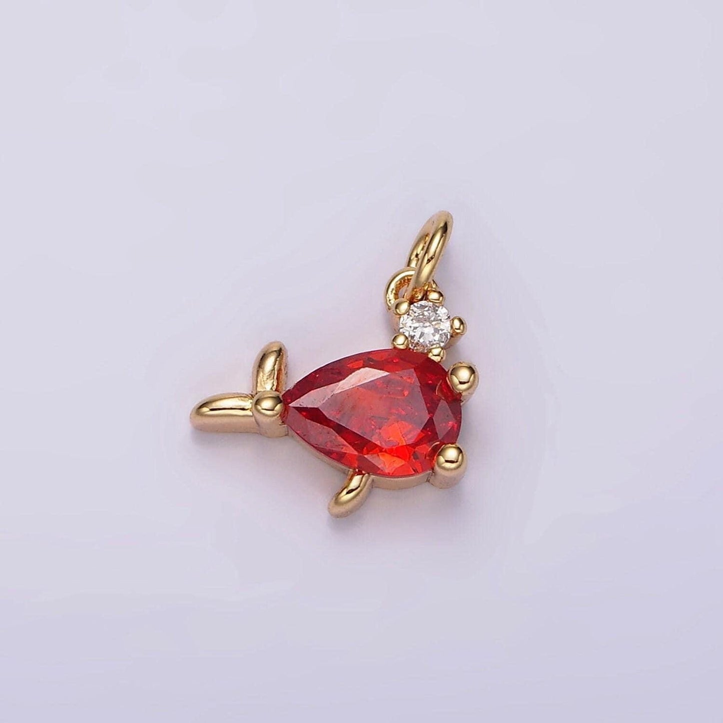 14k gold filled mini fish red cz add-on charm | ag426