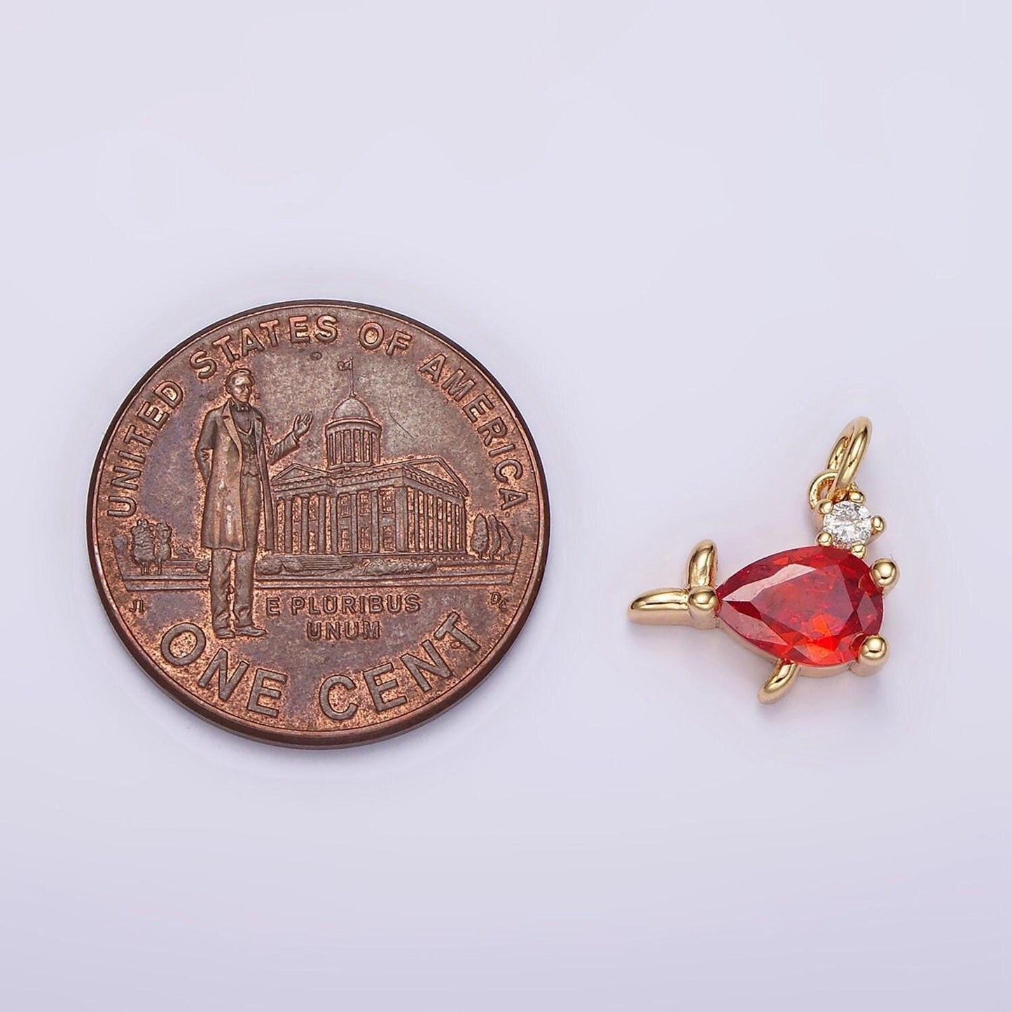 14k gold filled mini fish red cz add-on charm | ag426