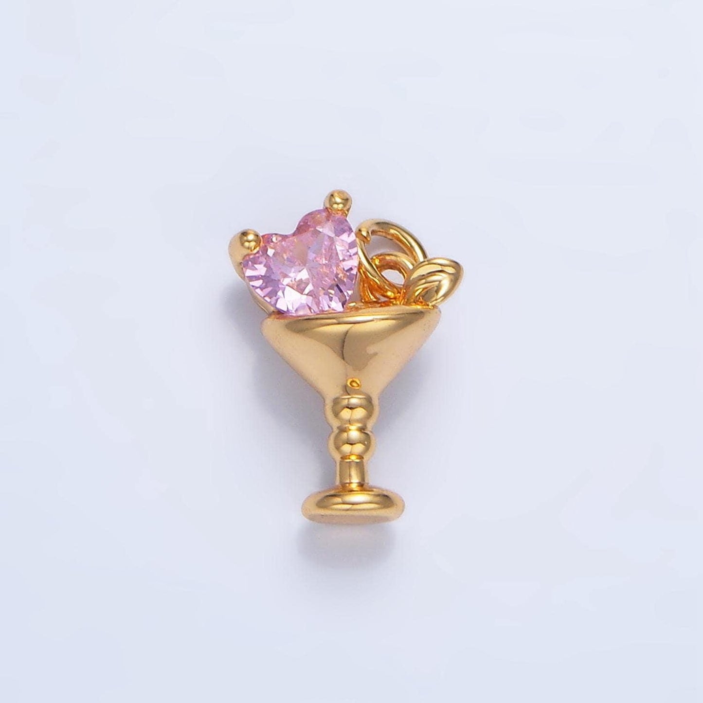 Red, pink, clear, purple cz heart alcoholic martini drink 24k gold filled charm | x-846 - x-847