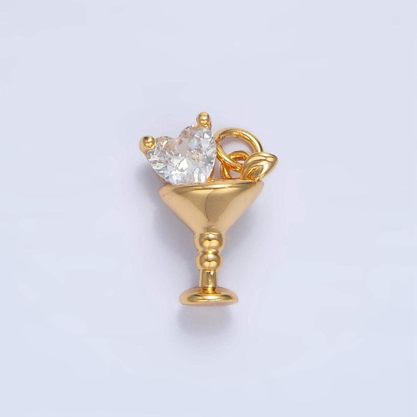Red, pink, clear, purple cz heart alcoholic martini drink 24k gold filled charm | x-846 - x-847
