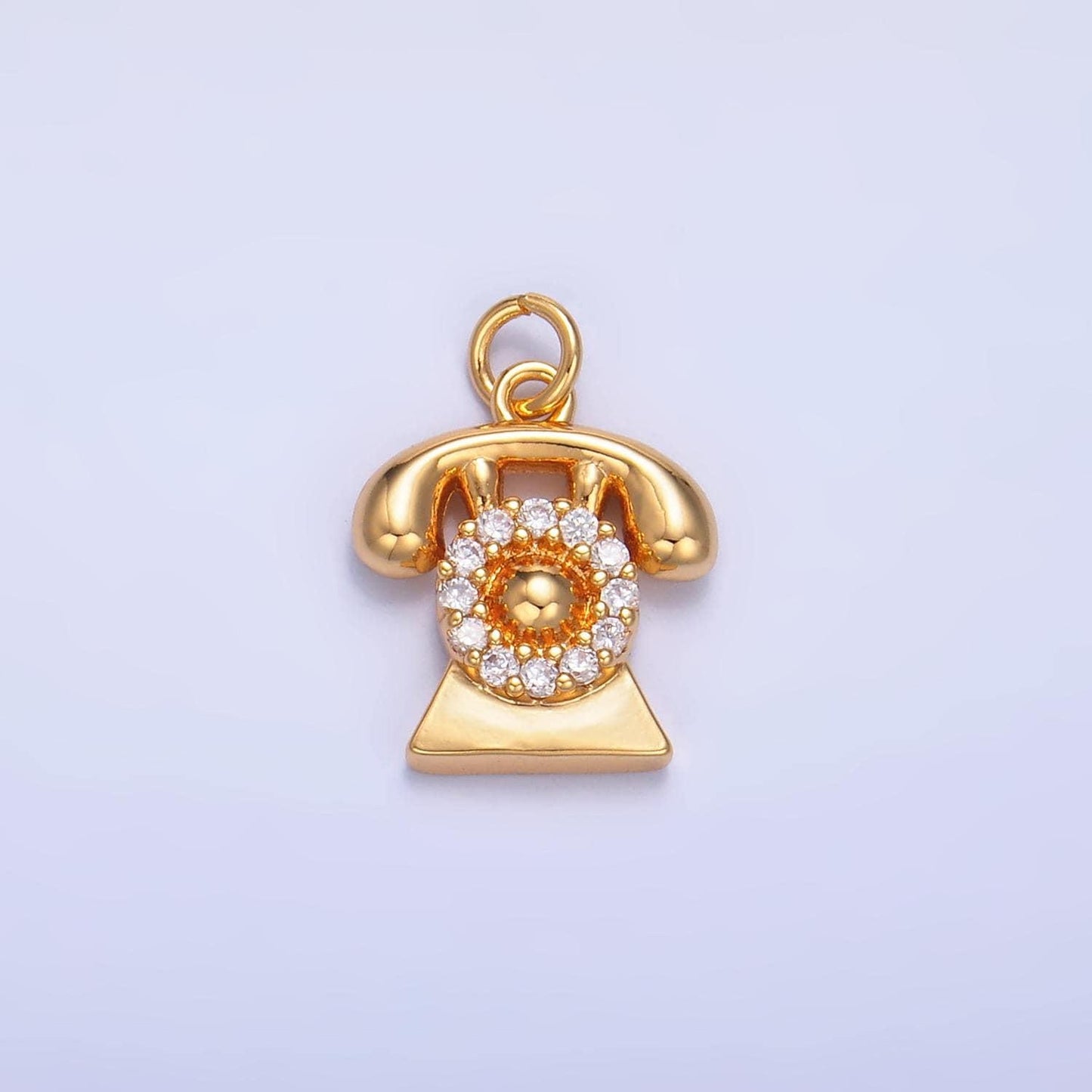 24k gold filled telephone charm pendant retro phone gadget charm necklace gift idea gold charm for bracelet necklace  w393