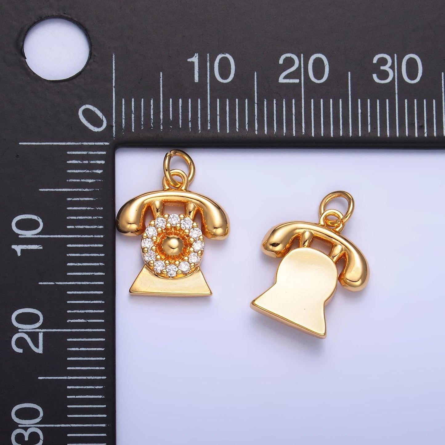 24k gold filled telephone charm pendant retro phone gadget charm necklace gift idea gold charm for bracelet necklace  w393