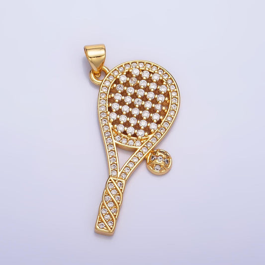 24k gold filled tennis charm cubic racquet with cz gold ball pendant sports pendant wimbledon court necklace aa1066
