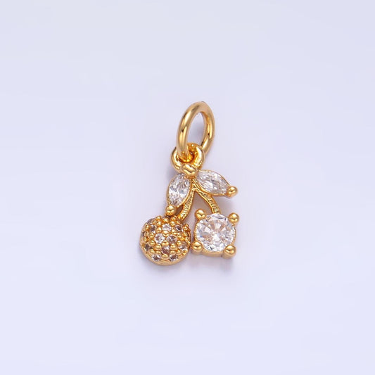 14k gold filled clear cz cherry fruit mini add-on charm | w-282