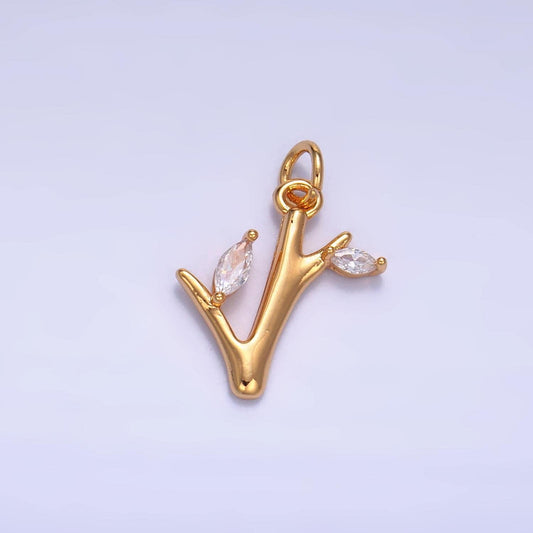 Mini gold kelp charms 24k gold filled coral pendant cz charm bracelet necklace for beach ocean inspired diy jewelry making supply w392