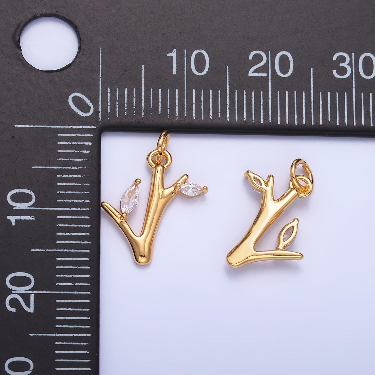 Mini gold kelp charms 24k gold filled coral pendant cz charm bracelet necklace for beach ocean inspired diy jewelry making supply w392