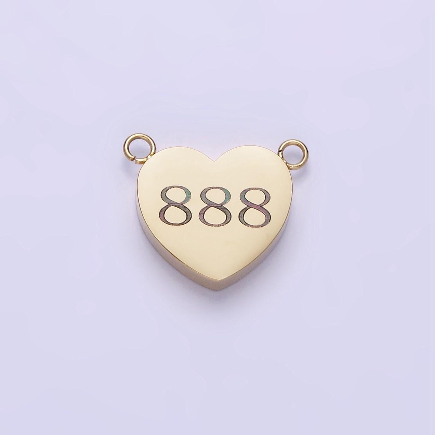Stainless steel 14k gold filled angel number numerology engraved heart connector tarnish free charm connector | p541 - p549