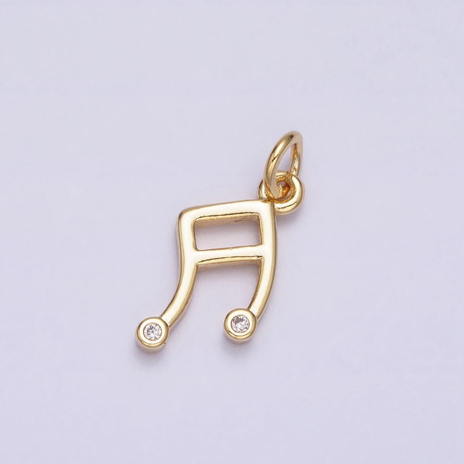 Mini musical eighth note artist singer music charm pendant in 24k gold micro pave notes charm ac1164