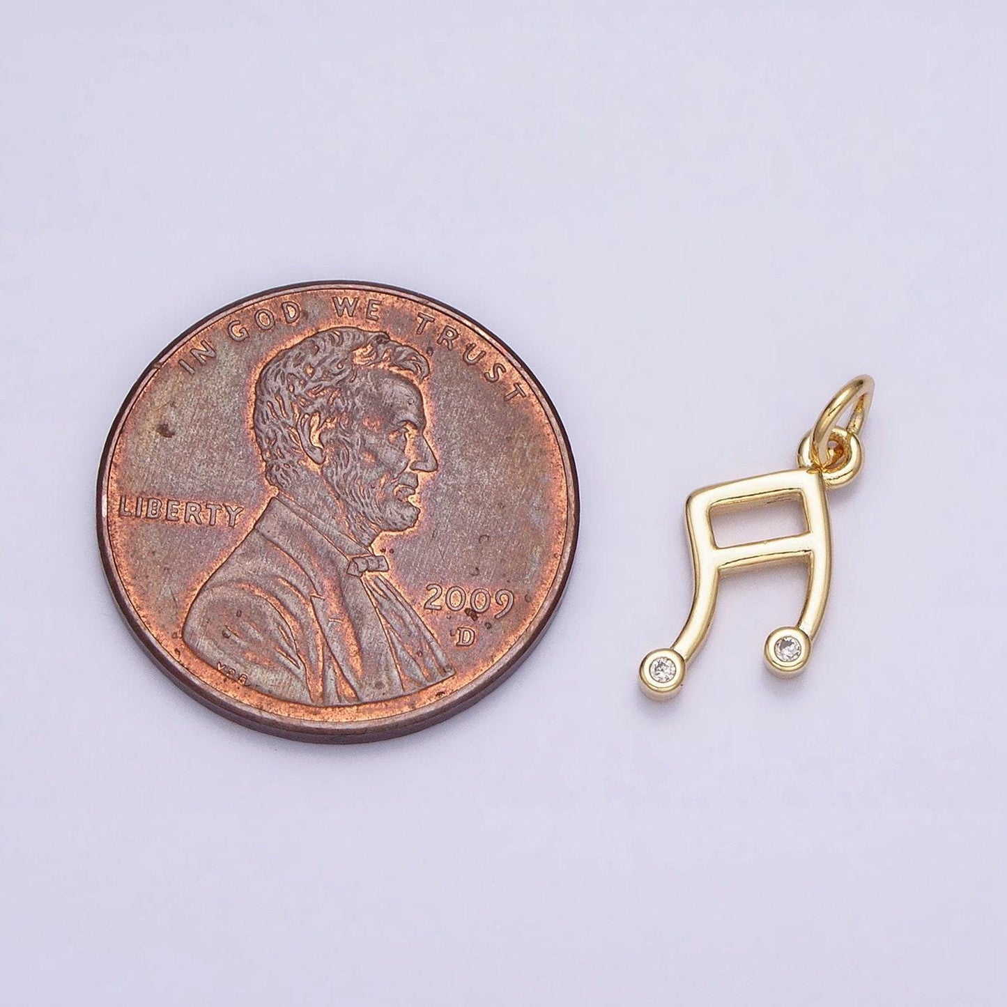 Mini musical eighth note artist singer music charm pendant in 24k gold micro pave notes charm ac1164